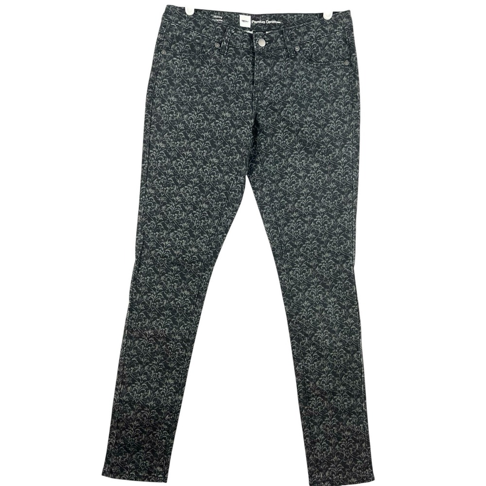 Mossimo Premium Denim Women's Paisley Black Grey Jeans Size 4 Skinny Stretch